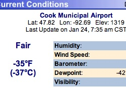 January 24, 2008 temperature